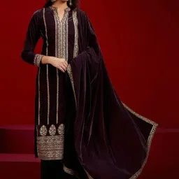 Libas Art Purple Embroidered Kurta Pant Set With Dupatta-image-31