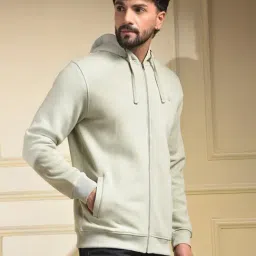 Crimsoune Club Green Blended Regular Fit Solid Hooded Sweatshirt image 3