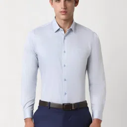 Peter England Blue Cotton Regular Fit Shirt image 1