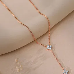 GIVA Women Rose Gold Dangling Amorette Diamond Lariat Necklace-picture-6
