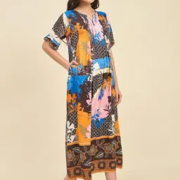 The Kaftan Company Pink Regular Fit Printed Night Dress image 3