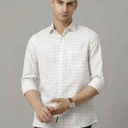 Linen Club Grey Linen Regular Fit Checks Shirt image 1