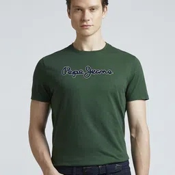 Pepe Jeans Men Typography Printed Round Neck Pure Cotton Slim Fit T-shirt-picture-32