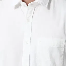 Peter England White Cotton Slim Fit Shirt image 4