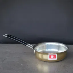 Indian Bartan Gold Brass Fry Pan With Kalai (2000ml) image 5