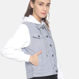 Campus Sutra Light Blue Hooded Jacket image 3