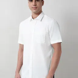 Peter England White Cotton Slim Fit Shirt image 3
