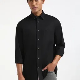 Tommy Hilfiger Black Cotton Regular Fit Striped Shirt-picture-24