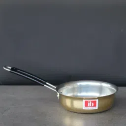 Indian Bartan Gold Brass Fry Pan With Kalai (2000ml) image 2