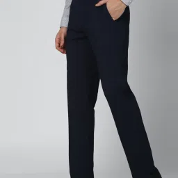 Peter England Navy Slim Fit Printed Trousers image 3