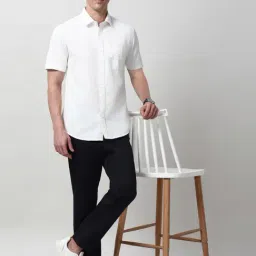 Peter England White Cotton Slim Fit Shirt image 5