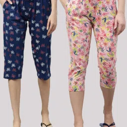 Kryptic Navy & Pink Printed Capris - Pack of 2 image 1