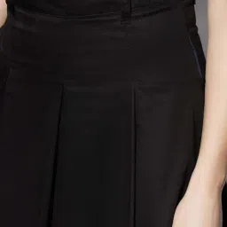 Globus Women Black High Rise Pleated Flared Maxi Skirt with Belt Loops image 5