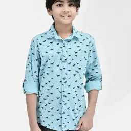 Crimsoune Club Kids Blue Cotton Printed Full Sleeves Shirt-picture-13
