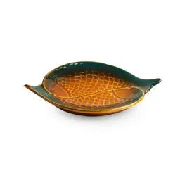 ExclusiveLane Amalgamation Amber Ceramic Hand Glazed Serving Platter image 2
