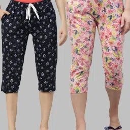 Kryptic Navy & Pink Printed Capris - Pack of 2 image 1