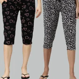 Kryptic Black Printed Capris - Pack of 2 image 1