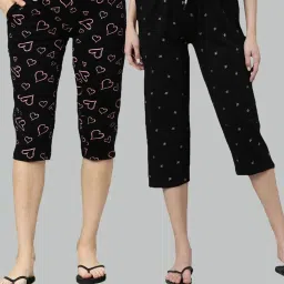 Kryptic Black Printed Pure Cotton Elasticated Waist Band Regular Fit Pyjamas - Pack of 2 image 1