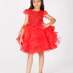 Creative Kid's Girls Red Embellished Dress-picture-45