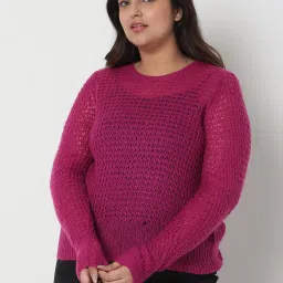 Vero Moda Curve Pink Self Design Sweater image 1