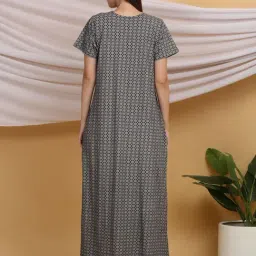 Sweet Dreams Grey Cotton Printed Night Gown image 2