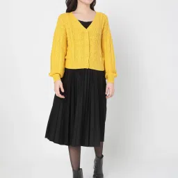 Vero Moda Mustard Self Design Sweater image 4