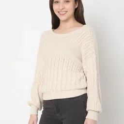 Vero Moda Beige Self Design Sweater image 3