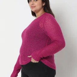 Vero Moda Curve Pink Self Design Sweater image 3