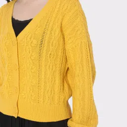 Vero Moda Mustard Self Design Sweater image 5