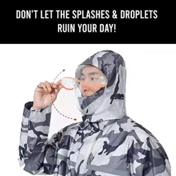 AllExtreme Polyester Hooded Type Zipper Closer Army Grey Raincoat Set XL for Men's, EXMK002-01XL image 4