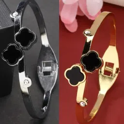 NVR Women's Gold & Silver Cuff Bracelet - Pack of 2-image-24