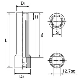 Ktc Twelve Corners Deep Socket 12.7 mm Sq. Drive, B4L-1-1/4W image 2