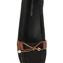 Woodland Women's Black & Tan Moccasins image 3