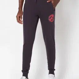 Sporto Anthra Melange Regular Fit Marvel Comic Logo Joggers-image-63