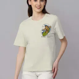 Free Authority Off White Cotton Regular Fit Printed T-Shirt-picture-16