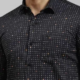 Monte Carlo Jet Black Slim Fit Printed Shirt image 5