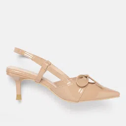 AXIUM Beige Bow Slim Pumps image 3