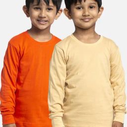Friskers Kids Orange & Beige Cotton Full Sleeves T-Shirt (Pack of 2)-picture-36