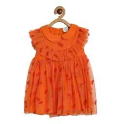 MINIKLUB Kids Orange Cotton Embroidered Dress-image-96