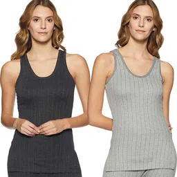 dixcy scott Women Premium Round Neck Sleeveless Slim Fit Vest Thermal - Pack of 2 (Multi-Colours_95 cm) image 1