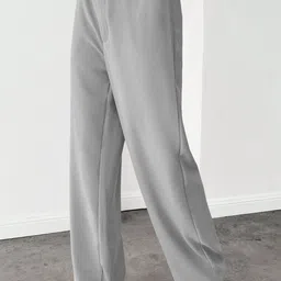 BAESD Women Relaxed Straight Leg High-Rise Non Iron Trousers image 4