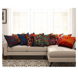 SEJ by Nisha Gupta Abstract Premium 16 By 16 Cushion covers Pack of 10 - Multicolour-picture-39