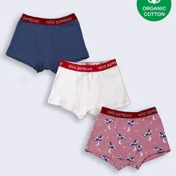 Nino Bambino 100% Cotton Pack Of 3 Cow Printed & Solid Briefs - Navy Blue White Pink-picture-10
