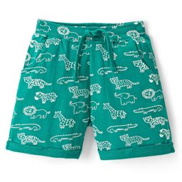 Babyhug Cotton Looper Knit Mid Thigh Length Shorts Lion Print - Green-image-56