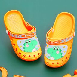 Yellow Bee Perforated Baby Crocodile Designed Clogs - Orange-picture-41