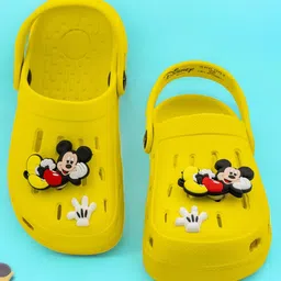 Disney by Yellow Bee Perforated Clogs With Mickey Mouse Designed Rotating Charms - Yellow-image-92
