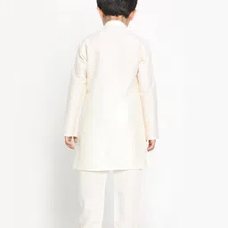 Vastramay Full Sleeves Solid Kurta & Pajama Set - Cream image 3