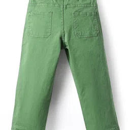Babyhug Twill Woven Full Length Trouser with Stretch & Floral Embroidery - Green image 2