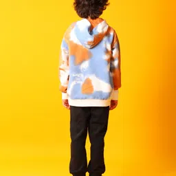 Anthrilo Fleece Knit Full Sleeves Tie Dye Winter Hoodie With Joggers Set - Brown & Black image 3