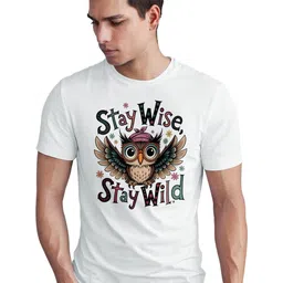 Seekbuylove Men Cotton Stay Wise Wild Owl Printed Regular Fit Cotton Bio Finish T-shirt-picture-12